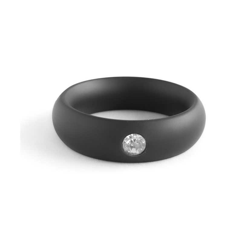 Black Label Cockring en métal Donut Strass Noir